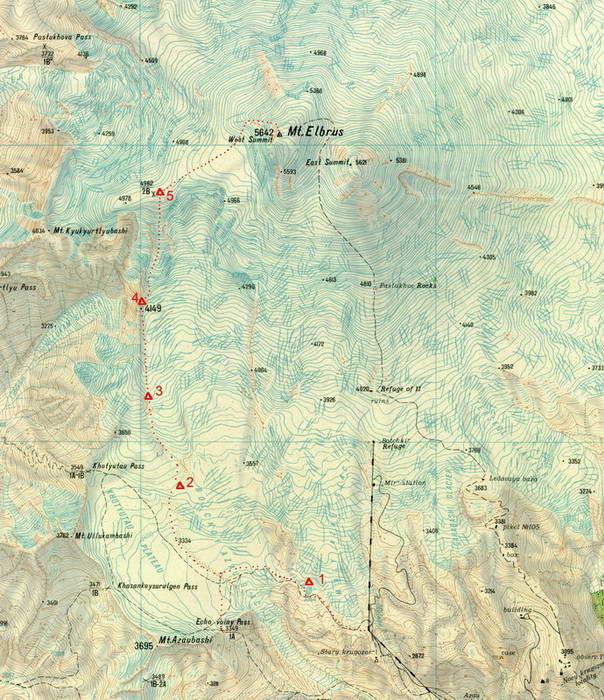 восхождение на Эльбрус с Запада карта