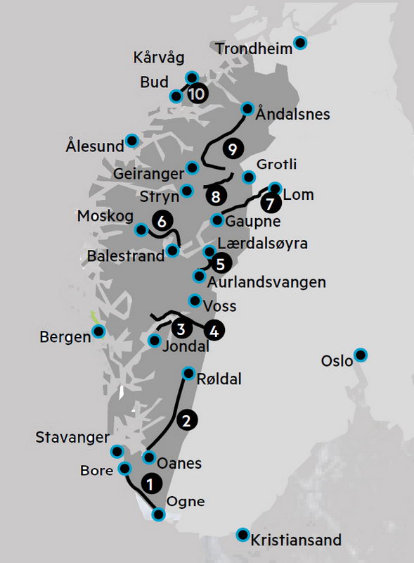 национальные туристические маршруты Норвегии